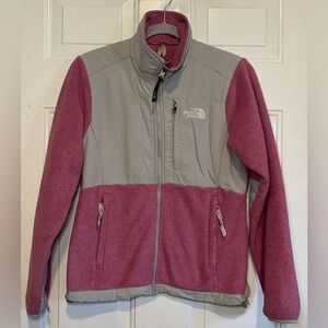 The North Face Women Pink Gray Fleece Size XS Polartec Recycled Jacket Denali